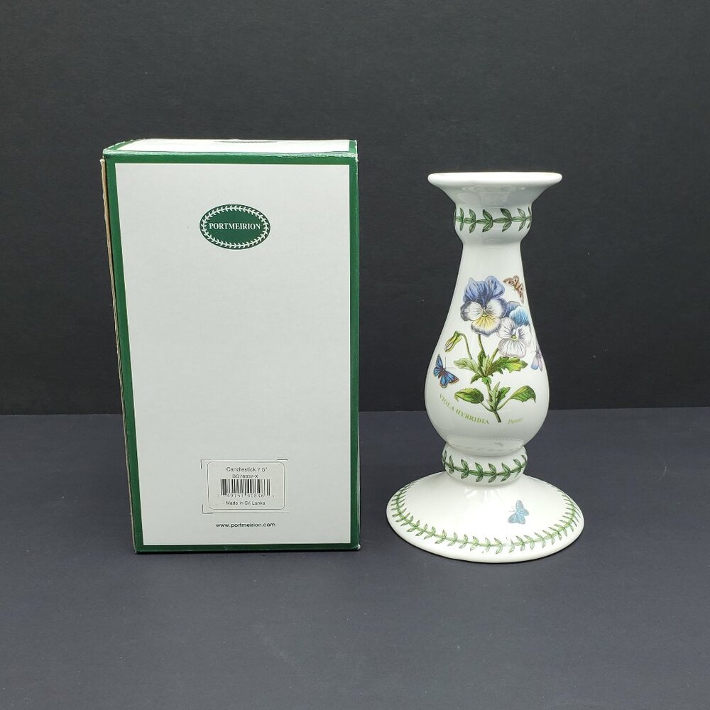 Portmeirion Botanic Garden Candlestick Pansies Butterflies Floral Candle Holder